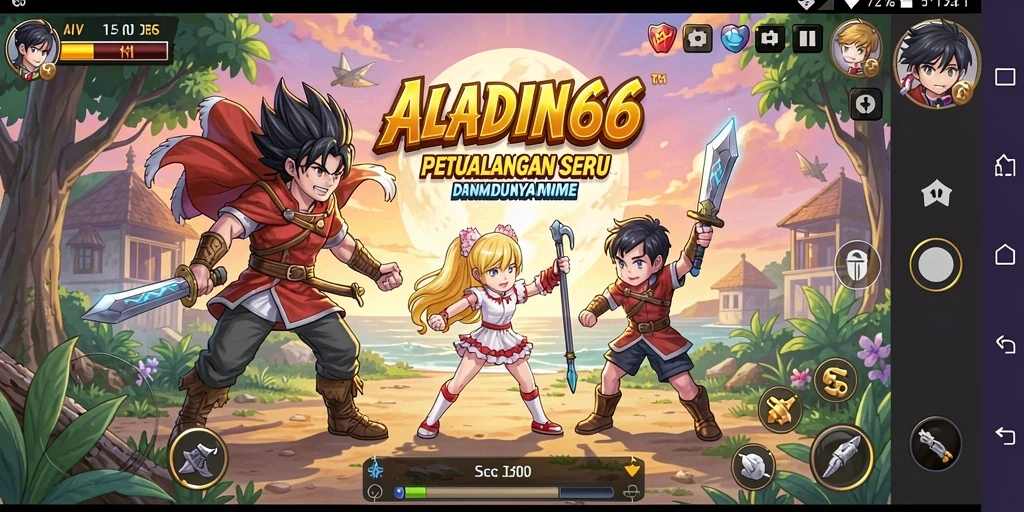 Tangkapan layar gameplay ALADIN66 yang menunjukkan aksi seru karakter anime.