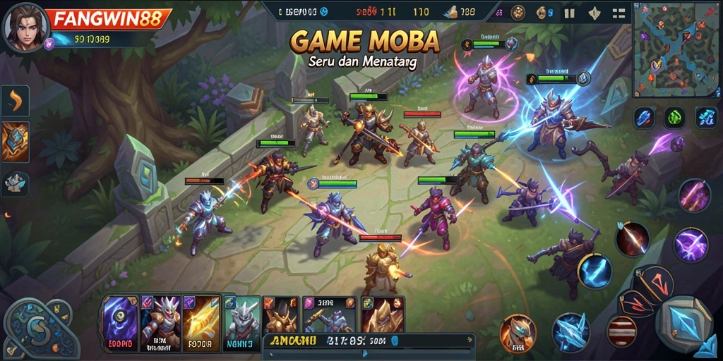 Tampilan gameplay seru FANGWIN88 dengan strategi tim yang menantang.