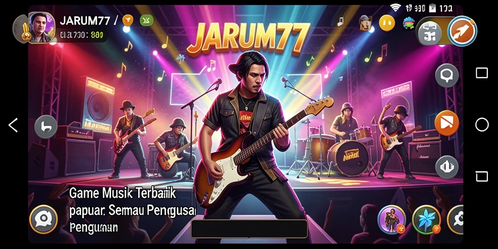 Tangkapan layar gameplay <strong>JARUM77</strong> yang menunjukkan momen seru saat bermain musik.