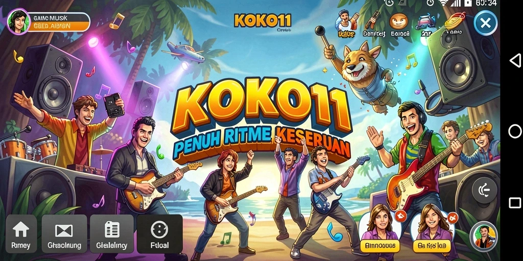Screenshot gameplay KOKO11 menampilkan pengalaman musik yang mendalam.