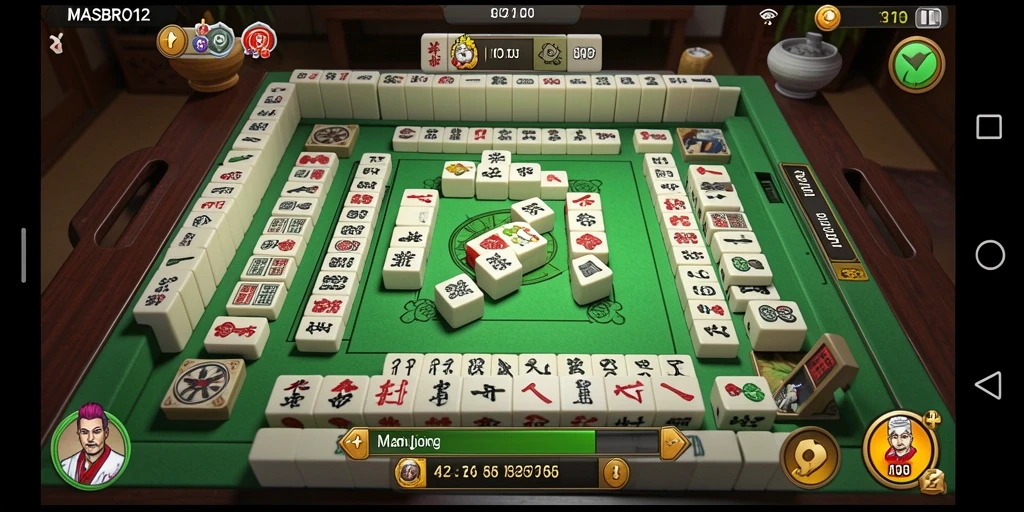 Tampilan gameplay Mahjong yang seru dan penuh warna dalam MASBRO12.