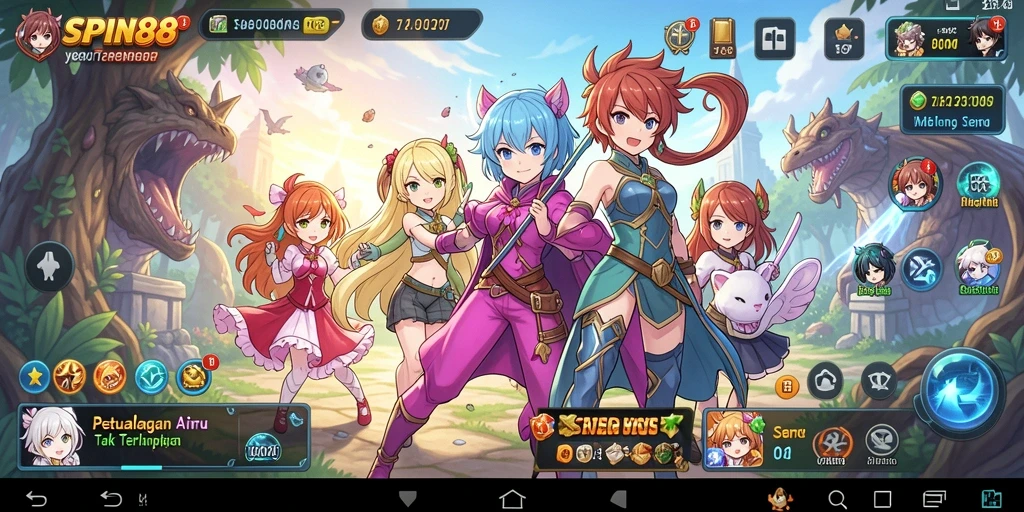 Tampilan screenshot <strong>SPIN88</strong> menunjukkan aksi seru karakter anime.