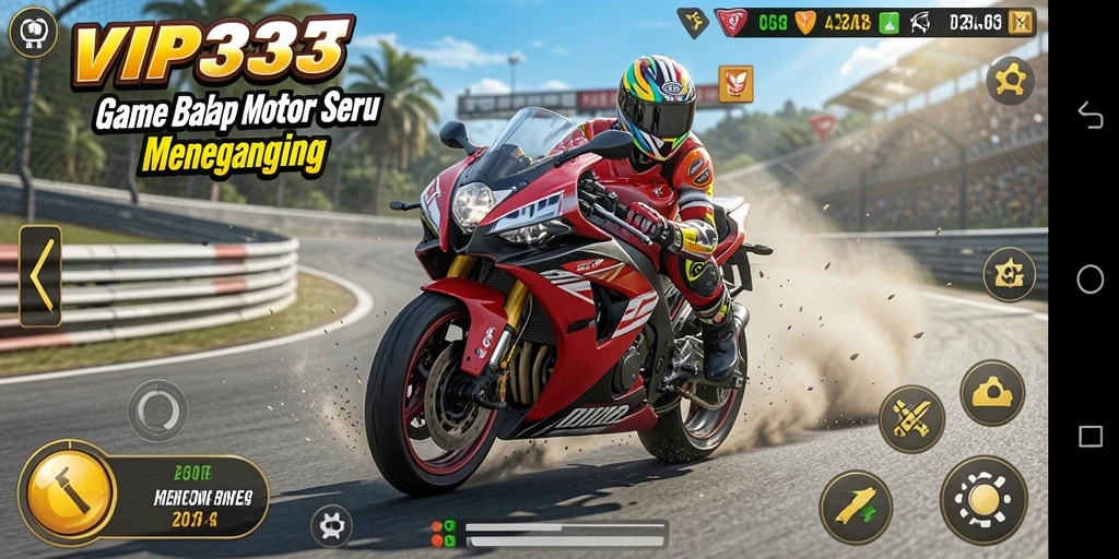 Tampilan gameplay di <strong>VIP333</strong> saat balap motor menegangkan dan seru.